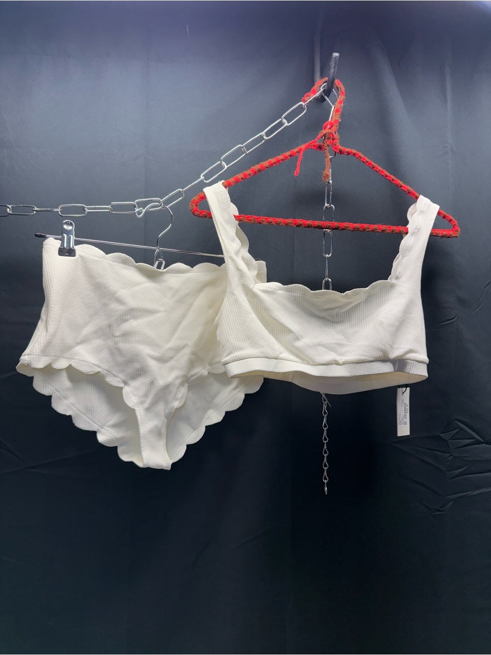 Marysia Swim Ribbed Scallop Bikini Set - white Sz L (C1J) - Picture 2 of 7